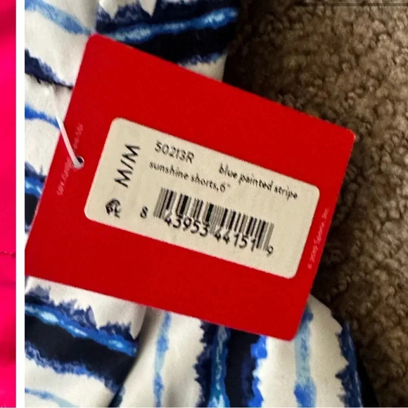 Spanx Sunshine Shorts, 6" Blue Painted Stripe Size M Medium - Picture 7 of 7